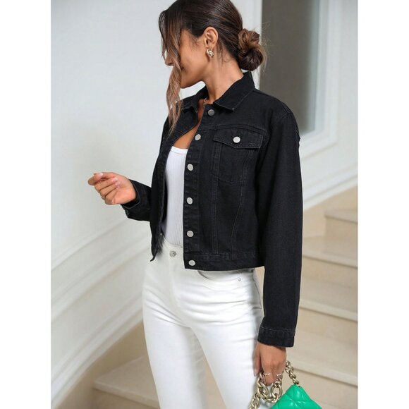 Classic denim jacket button up jean jacket - Picture 2 of 4